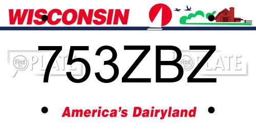 753ZBZ Wisconsin License Plate