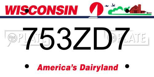 753ZD7 Wisconsin License Plate