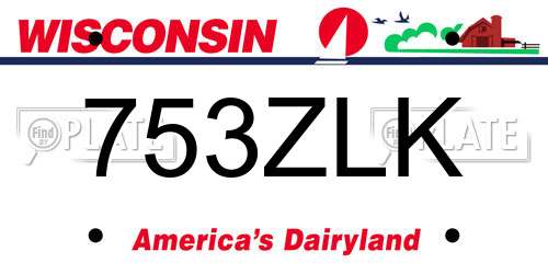 753ZLK Wisconsin License Plate