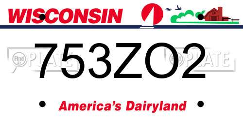 753ZO2 Wisconsin License Plate