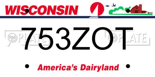753ZOT Wisconsin License Plate