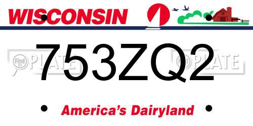 753ZQ2 Wisconsin License Plate