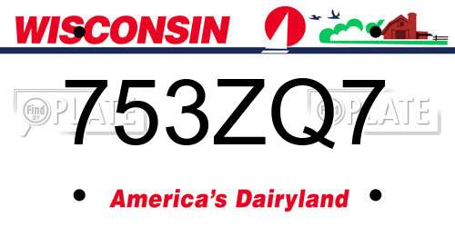 753ZQ7 Wisconsin License Plate