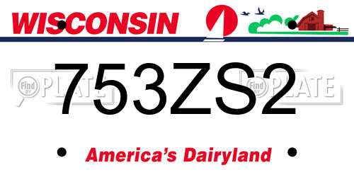 753ZS2 Wisconsin License Plate