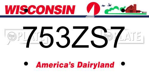 753ZS7 Wisconsin License Plate
