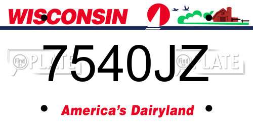 7540JZ Wisconsin License Plate