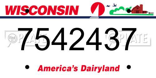 7542437 Wisconsin License Plate