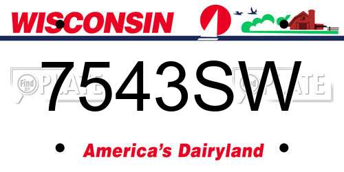 7543SW Wisconsin License Plate