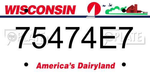 75474E7 Wisconsin License Plate