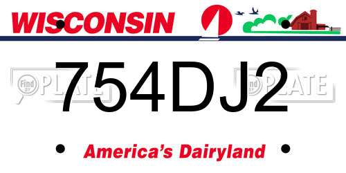 754DJ2 Wisconsin License Plate