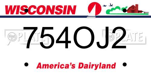 754OJ2 Wisconsin License Plate