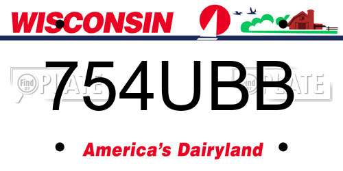 754UBB Wisconsin License Plate