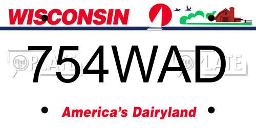 754WAD Wisconsin License Plate