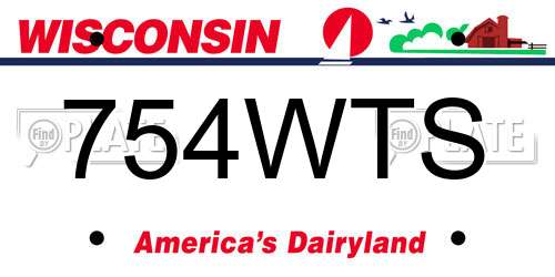 754WTS Wisconsin License Plate