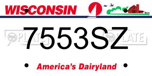 7553SZ Wisconsin License Plate