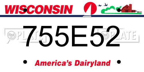 755E52 Wisconsin License Plate