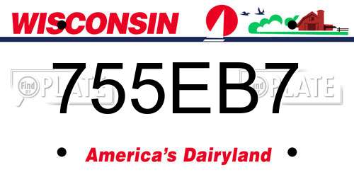 755EB7 Wisconsin License Plate