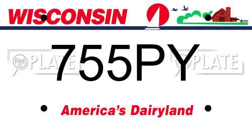 755PY Wisconsin License Plate