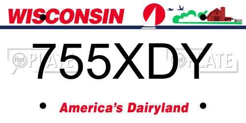 755XDY Wisconsin License Plate