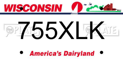 755XLK Wisconsin License Plate