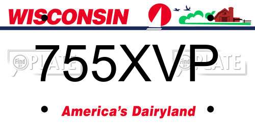 755XVP Wisconsin License Plate
