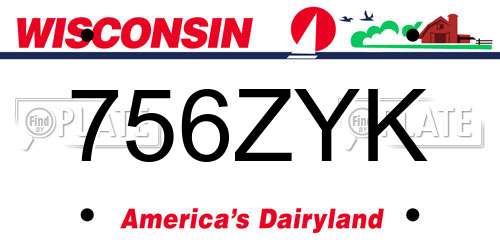 756ZYK Wisconsin License Plate