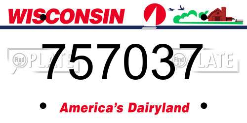 757037 Wisconsin License Plate