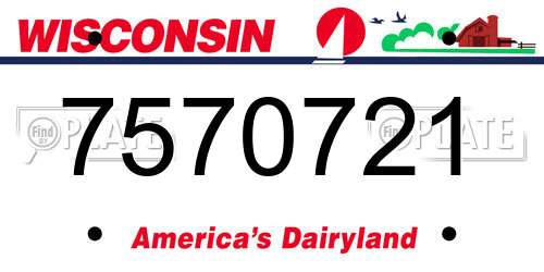 7570721 Wisconsin License Plate