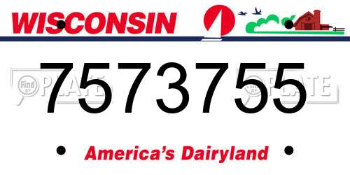 7573755 Wisconsin License Plate