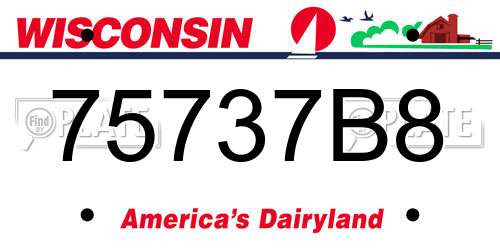 75737B8 Wisconsin License Plate