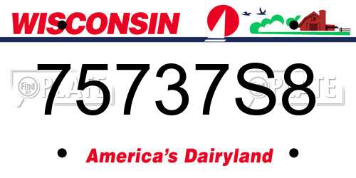75737S8 Wisconsin License Plate