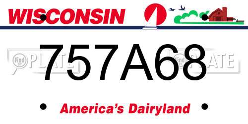 757A68 Wisconsin License Plate