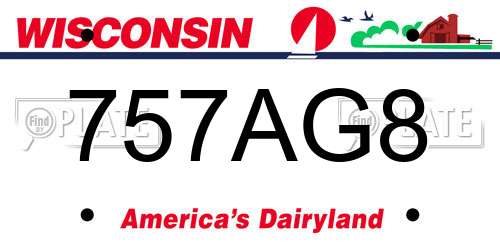 757AG8 Wisconsin License Plate