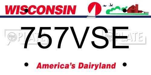 757VSE Wisconsin License Plate