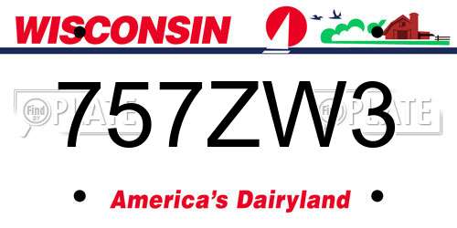 757ZW3 Wisconsin License Plate