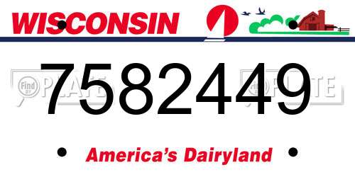 7582449 Wisconsin License Plate