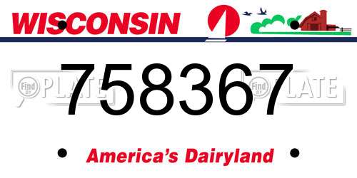 758367 Wisconsin License Plate