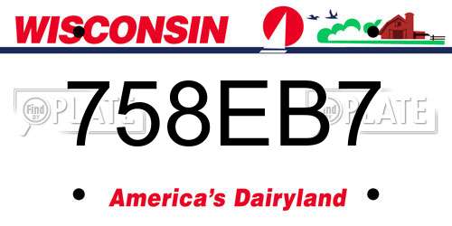 758EB7 Wisconsin License Plate