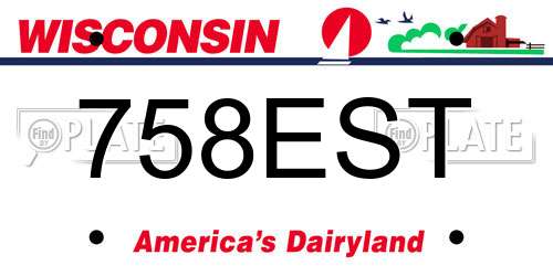 758EST Wisconsin License Plate