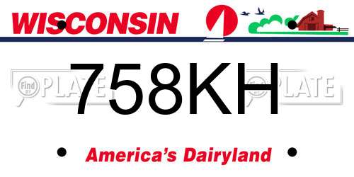 758KH Wisconsin License Plate