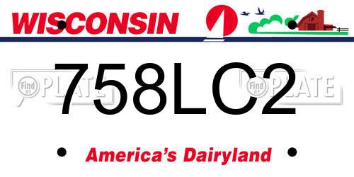 758LC2 Wisconsin License Plate