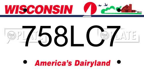 758LC7 Wisconsin License Plate