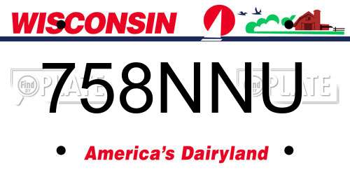 758NNU Wisconsin License Plate