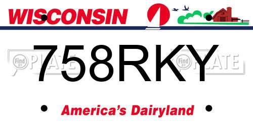 758RKY Wisconsin License Plate
