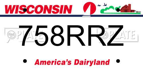 758RRZ Wisconsin License Plate