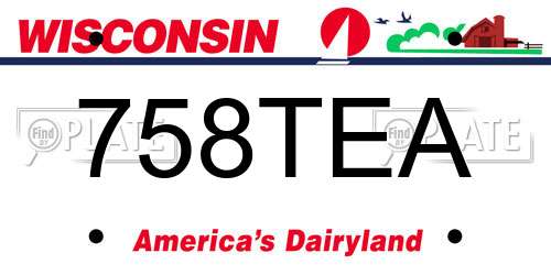 758TEA Wisconsin License Plate