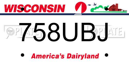 758UBJ Wisconsin License Plate