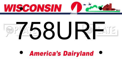 758URF Wisconsin License Plate