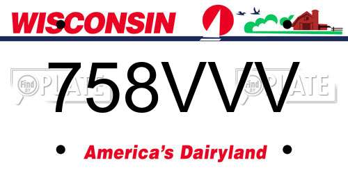 758VVV Wisconsin License Plate