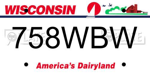 758WBW Wisconsin License Plate